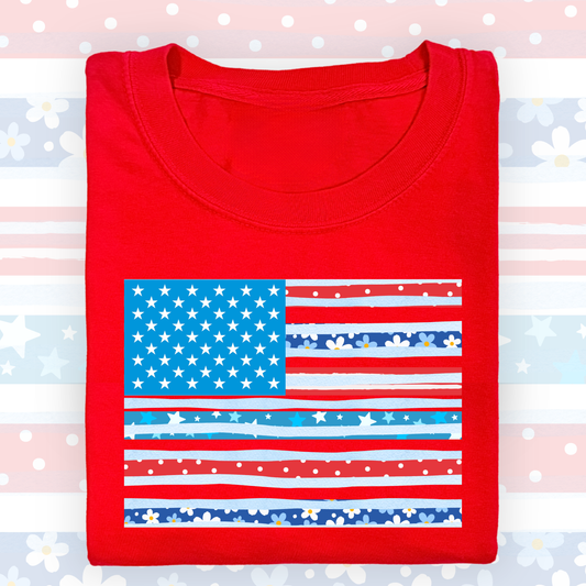 the ADULT FLORAL STRIPES tee