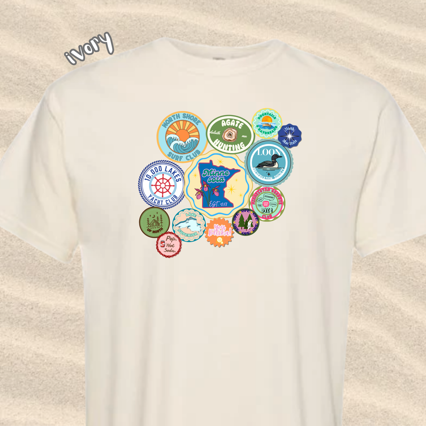 the ADULT MN SUMMER STICKER tee