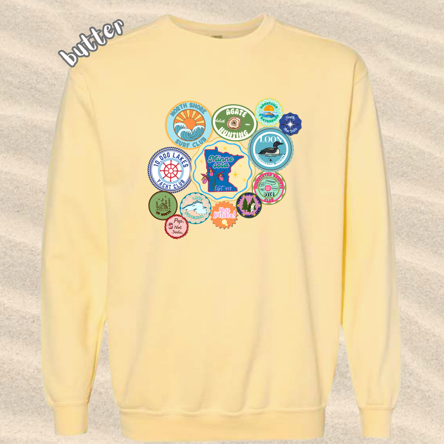 the ADULT MN SUMMER STICKER crewneck